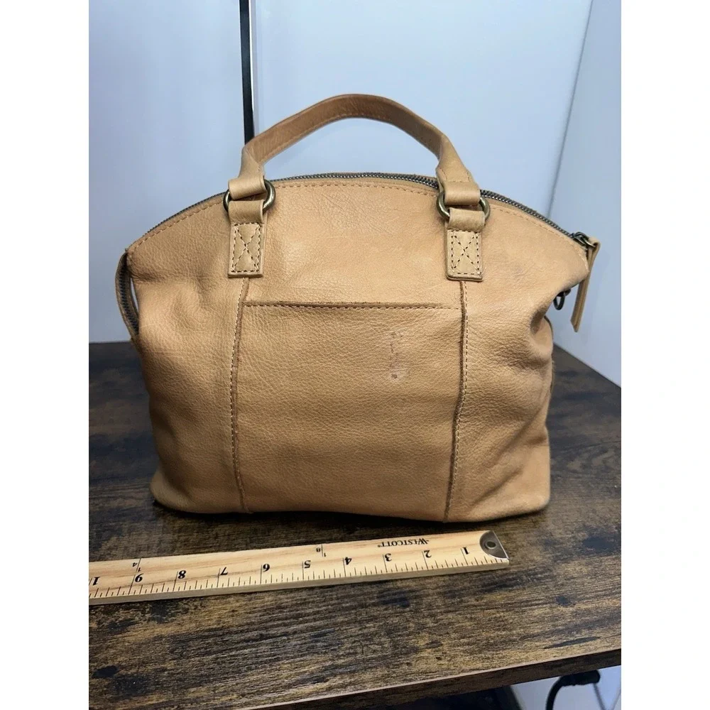 American Leather Co Tan Satchel Shoulder Crossbody Bag Large Genuine Leather
